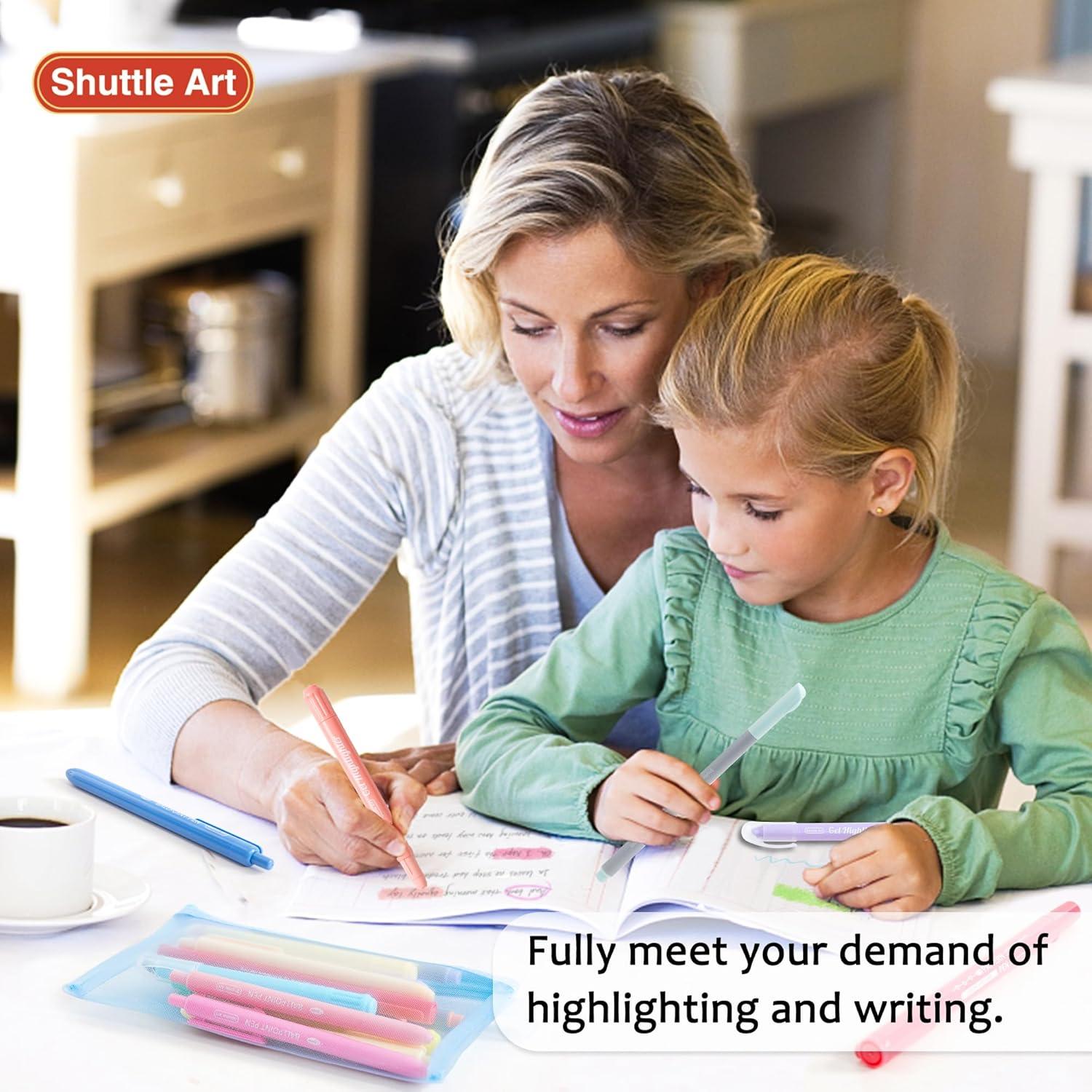 imageBible Highlighters and Pens 22 Pack Journaling Kit 12 Colors Gel Highlighters and 10 Colors Ballpoint Pens with a storage bag Bible Markers No Bleed Through by Shuttle Art1 Count Pack of 34