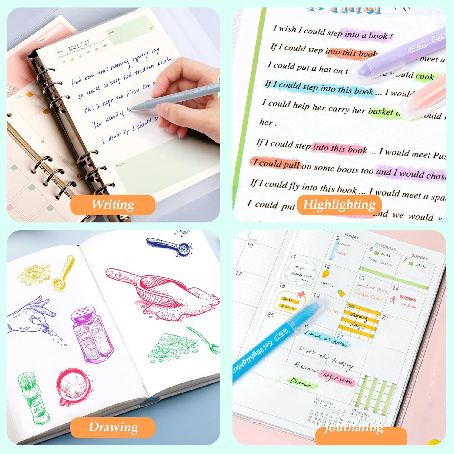 imageBible Highlighters and Pens 22 Pack Journaling Kit 12 Colors Gel Highlighters and 10 Colors Ballpoint Pens with a storage bag Bible Markers No Bleed Through by Shuttle Art1 Count Pack of 22