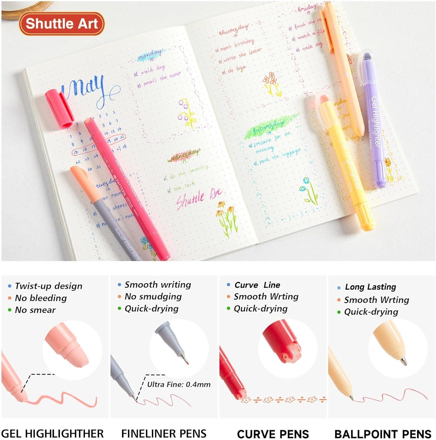 imageBible Highlighters and Pens 22 Pack Journaling Kit 12 Colors Gel Highlighters and 10 Colors Ballpoint Pens with a storage bag Bible Markers No Bleed Through by Shuttle Art1 Count Pack of 34