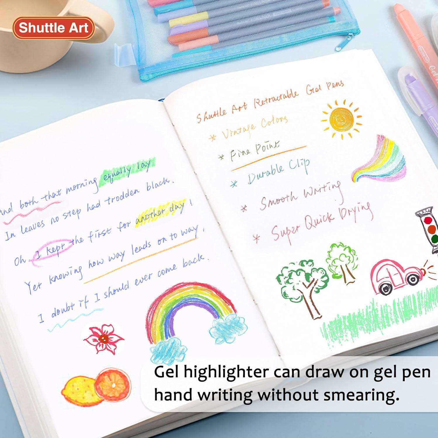 imageBible Highlighters and Pens 22 Pack Journaling Kit 12 Colors Gel Highlighters and 10 Colors Ballpoint Pens with a storage bag Bible Markers No Bleed Through by Shuttle Art1 Count Pack of 22