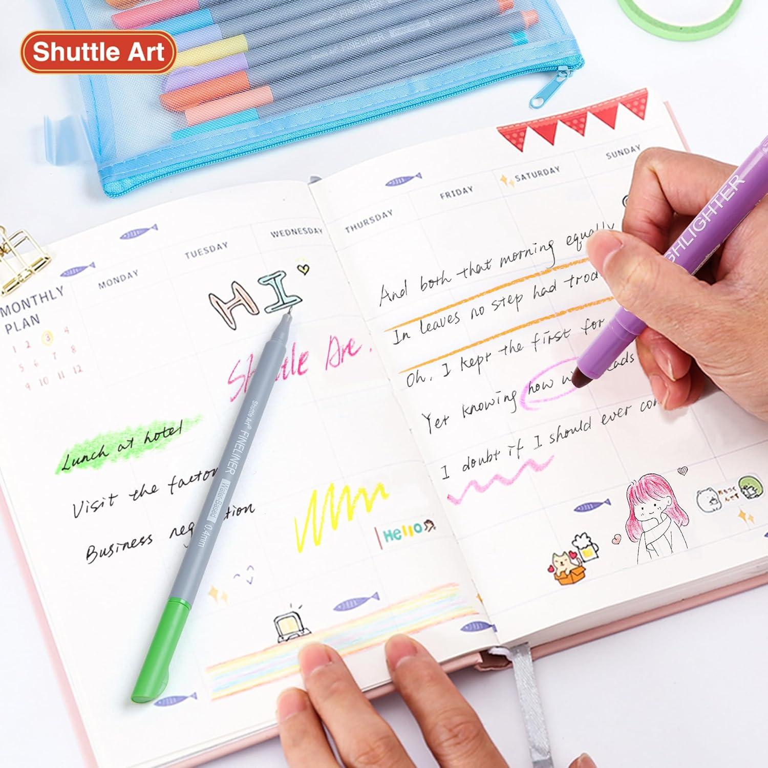 imageBible Highlighters and Pens 22 Pack Journaling Kit 12 Colors Gel Highlighters and 10 Colors Ballpoint Pens with a storage bag Bible Markers No Bleed Through by Shuttle Art1 Count Pack of 22