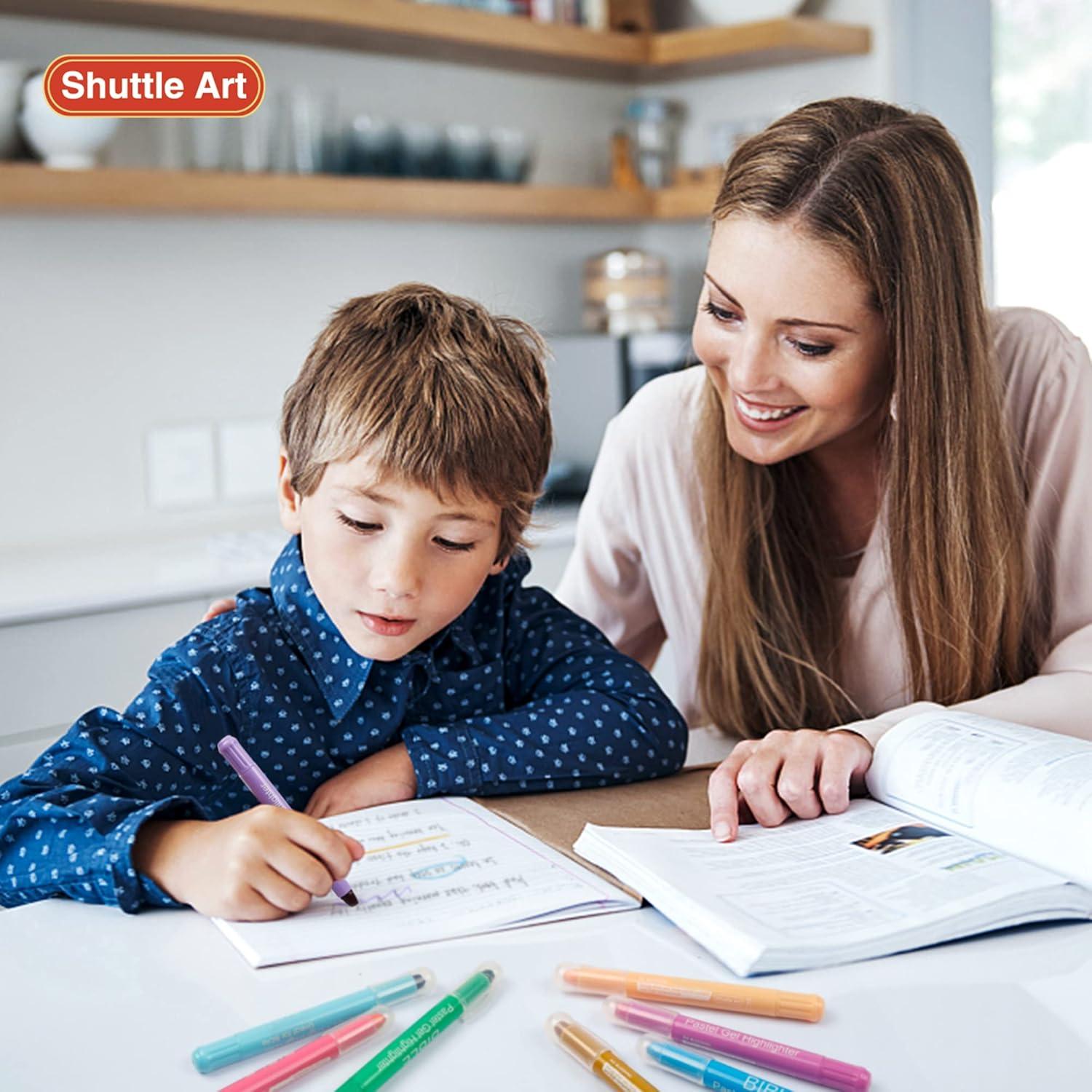 imageShuttle Art 16 Pack Gel Highlighters 8 Assorted Colors Highlighter Study Kit Great for Journaling Highlighting and Studying10 Pastel Colors