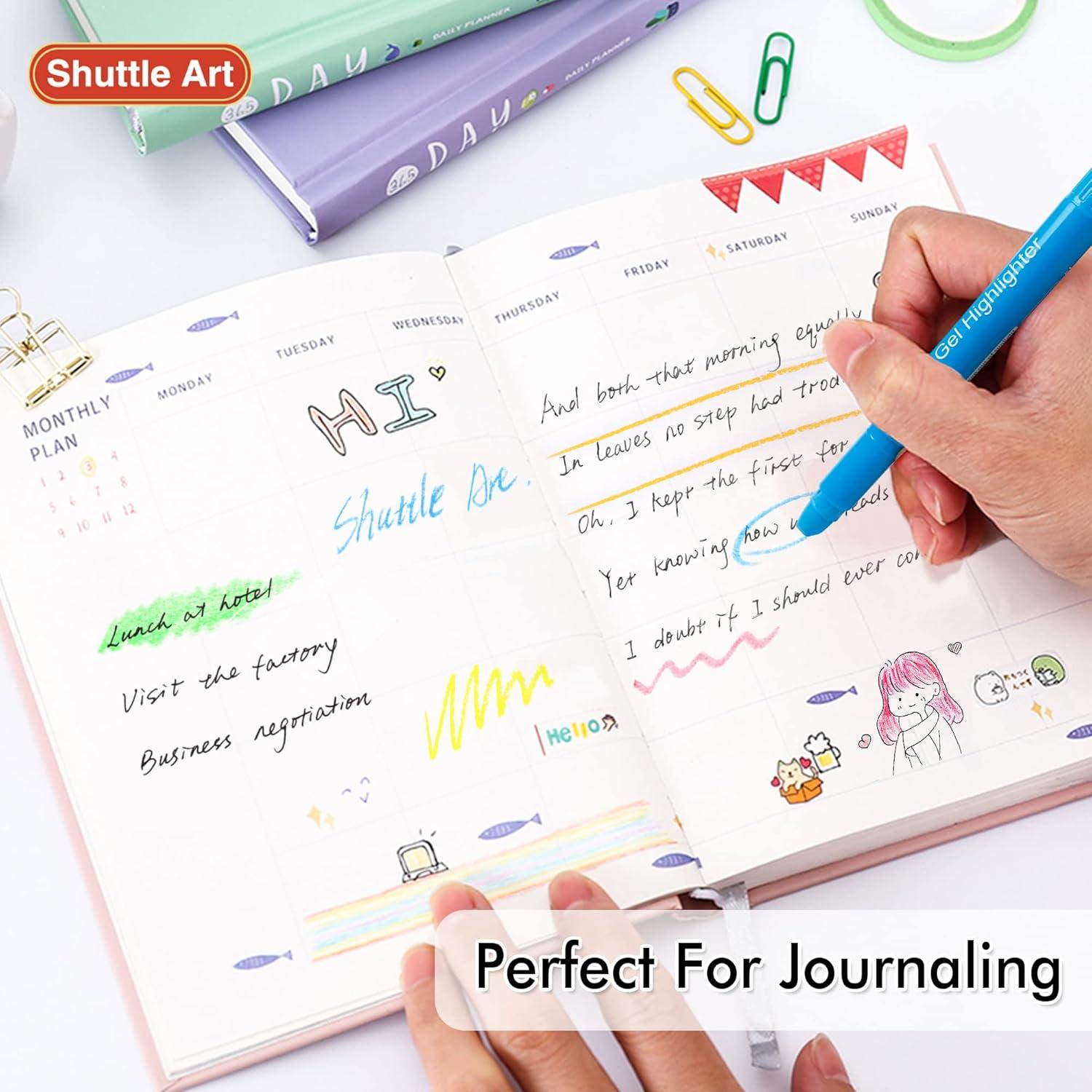 imageShuttle Art 16 Pack Gel Highlighters 8 Assorted Colors Highlighter Study Kit Great for Journaling Highlighting and Studying10 Pastel Colors