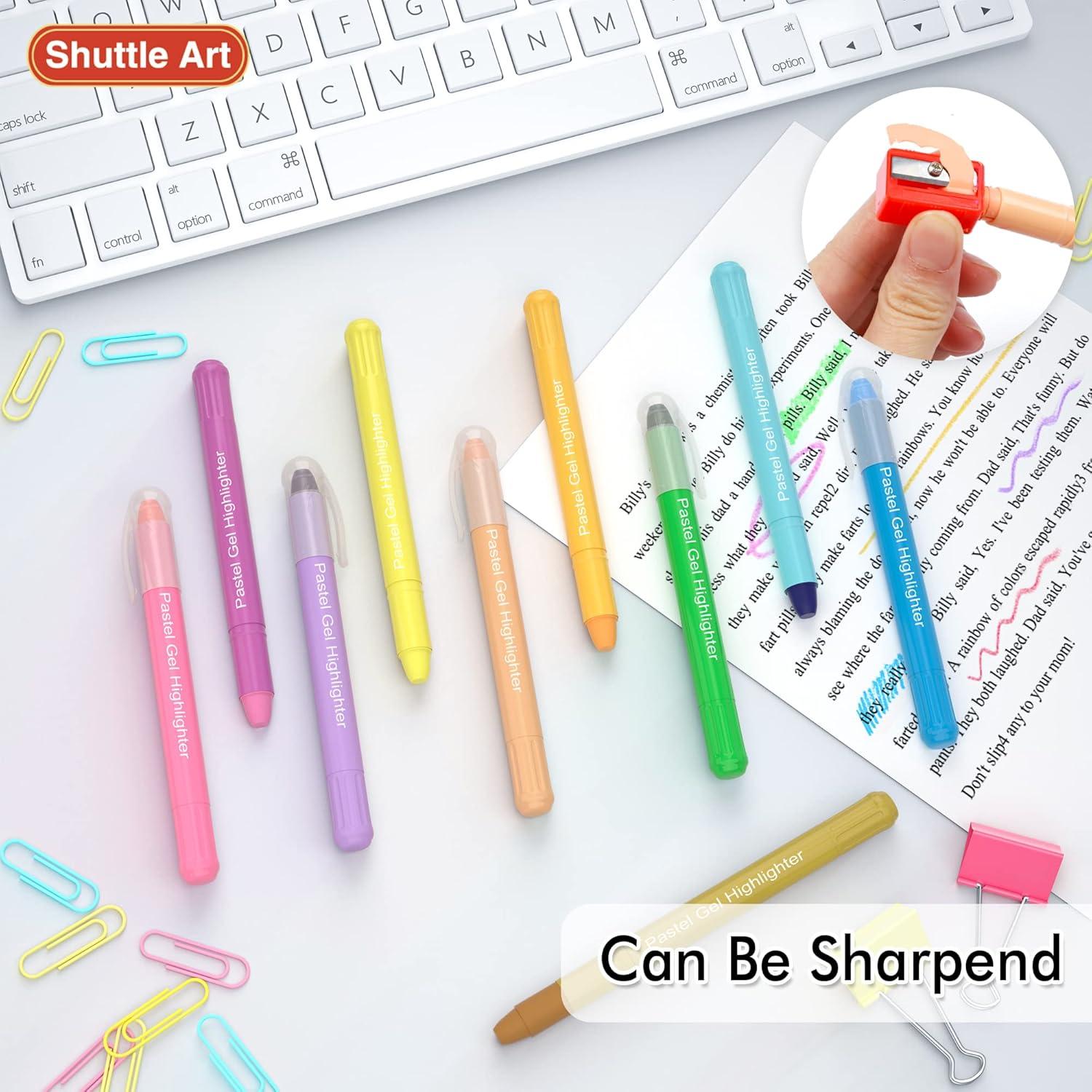 imageShuttle Art 16 Pack Gel Highlighters 8 Assorted Colors Highlighter Study Kit Great for Journaling Highlighting and Studying10 Pastel Colors