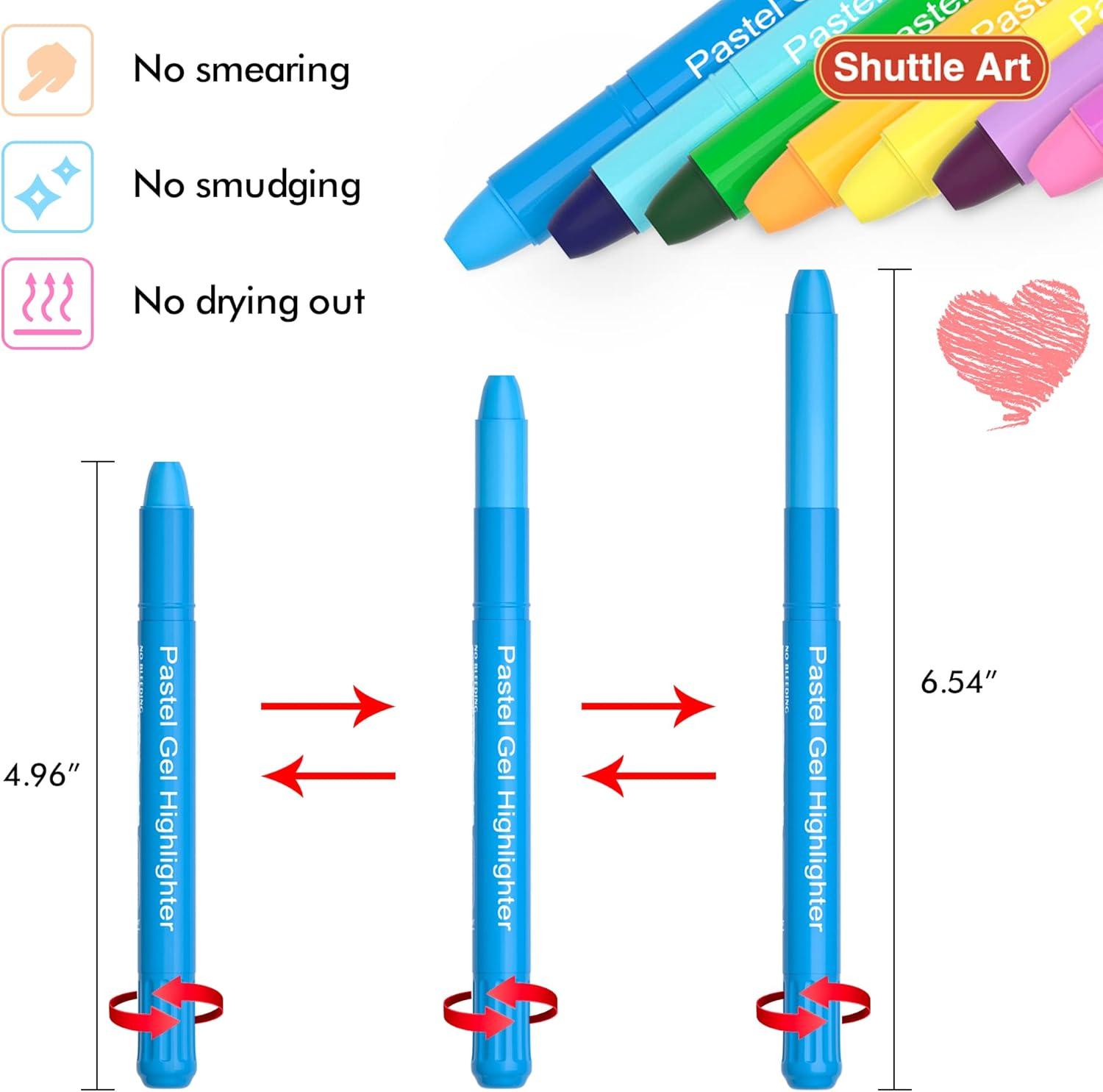 imageShuttle Art 16 Pack Gel Highlighters 8 Assorted Colors Highlighter Study Kit Great for Journaling Highlighting and Studying10 Pastel Colors