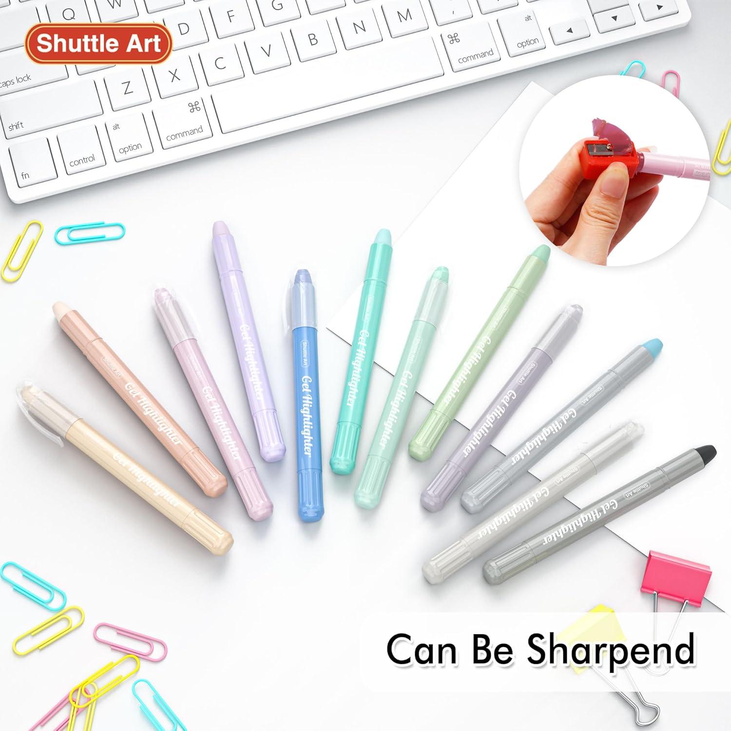 imageShuttle Art 16 Pack Gel Highlighters 8 Assorted Colors Highlighter Study Kit Great for Journaling Highlighting and Studying12 Dusty Colors