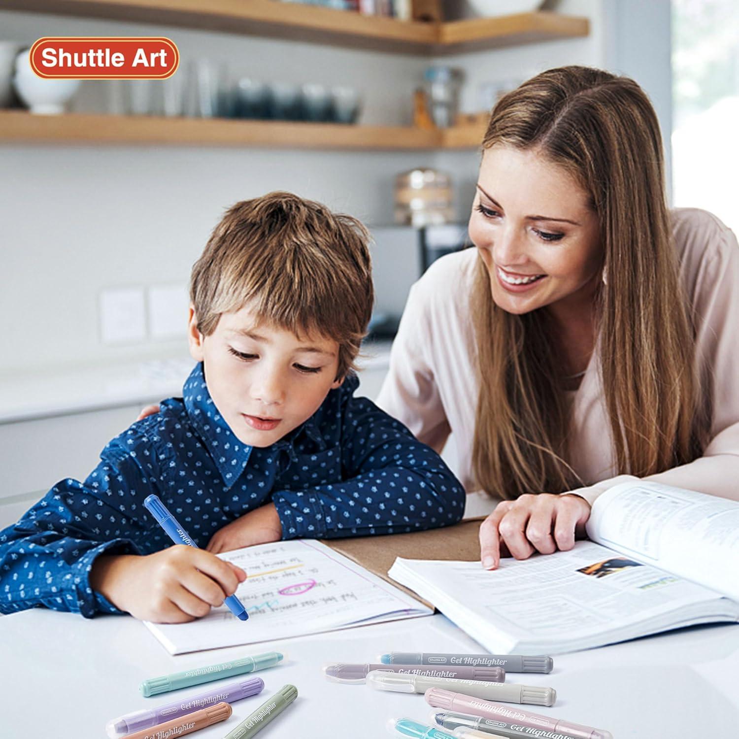 imageShuttle Art 16 Pack Gel Highlighters 8 Assorted Colors Highlighter Study Kit Great for Journaling Highlighting and Studying12 Dusty Colors