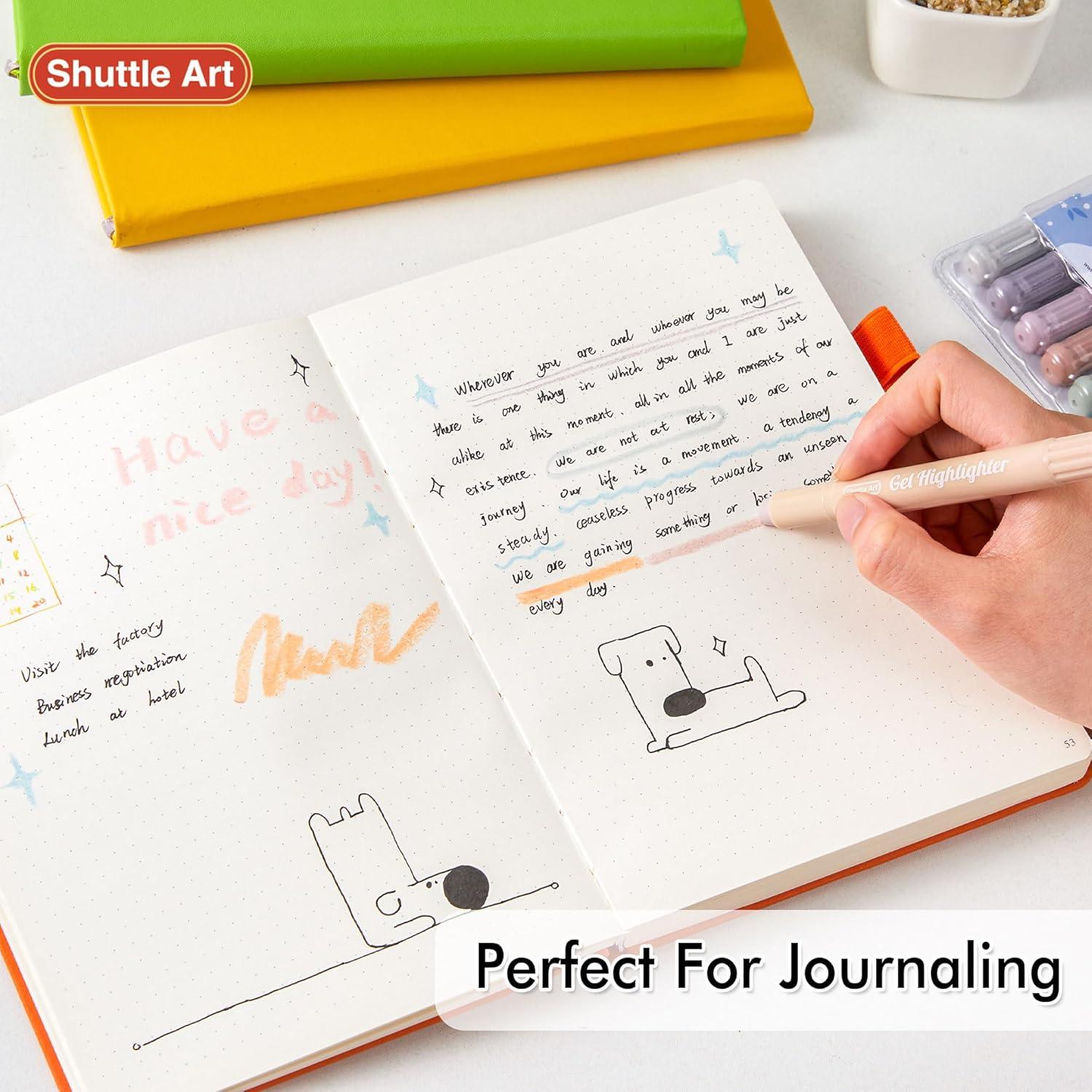 imageShuttle Art 16 Pack Gel Highlighters 8 Assorted Colors Highlighter Study Kit Great for Journaling Highlighting and Studying12 Dusty Colors