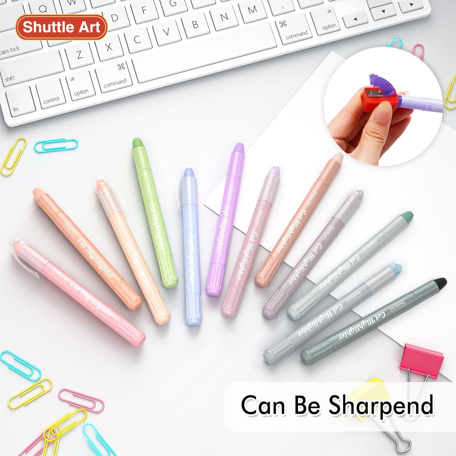 imageShuttle Art 16 Pack Gel Highlighters 8 Assorted Colors Highlighter Study Kit Great for Journaling Highlighting and Studying12 Mild Colors