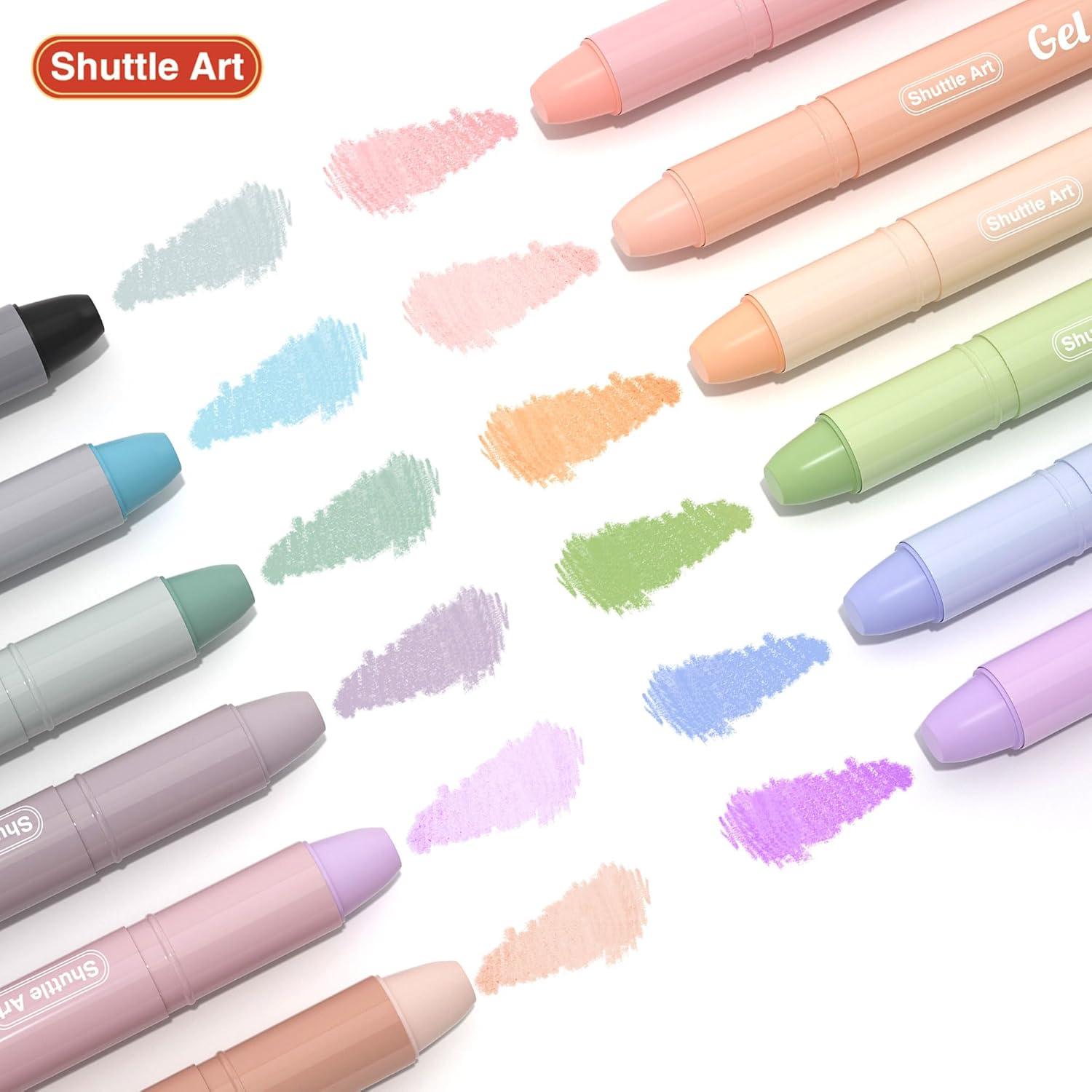 imageShuttle Art 16 Pack Gel Highlighters 8 Assorted Colors Highlighter Study Kit Great for Journaling Highlighting and Studying12 Mild Colors