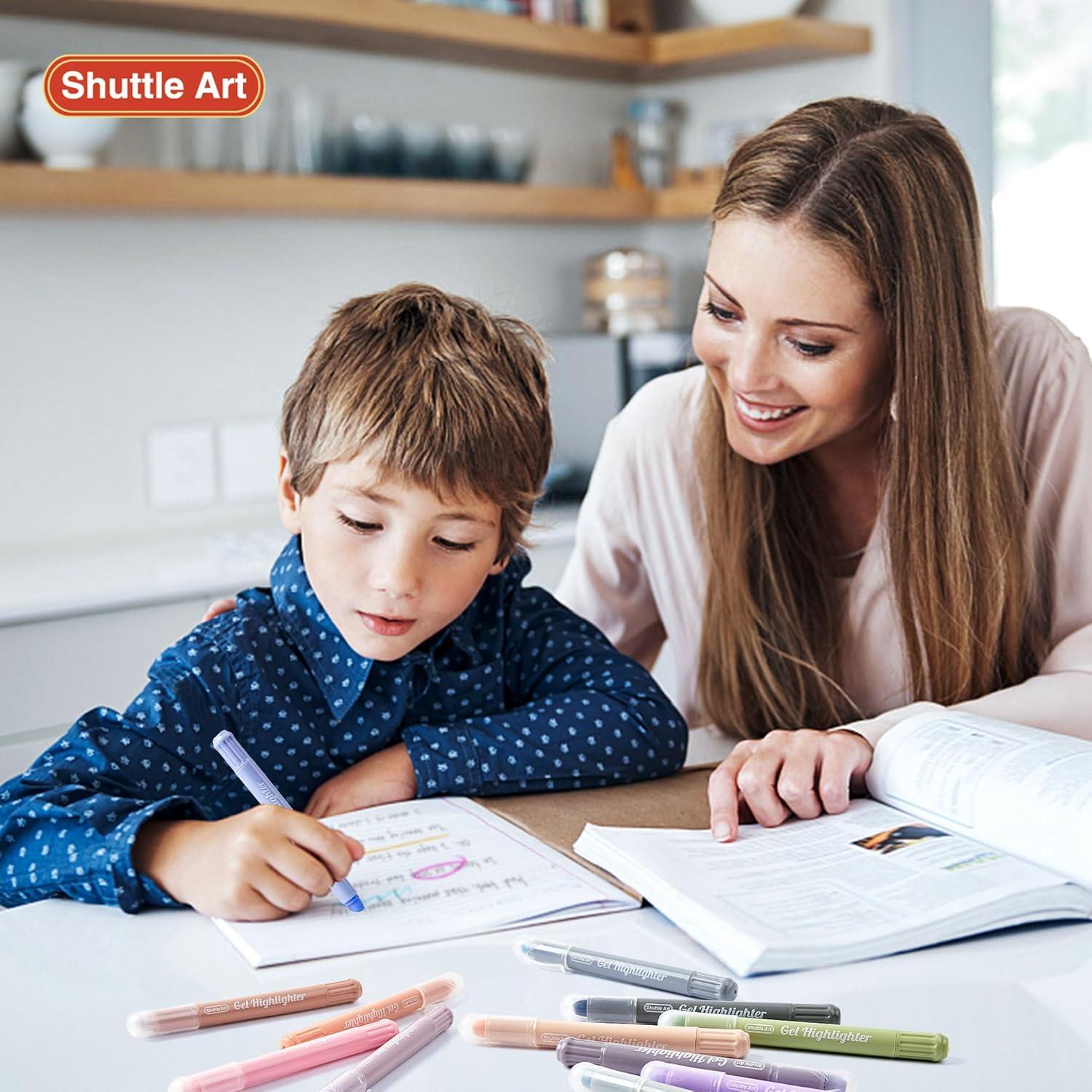 imageShuttle Art 16 Pack Gel Highlighters 8 Assorted Colors Highlighter Study Kit Great for Journaling Highlighting and Studying12 Mild Colors