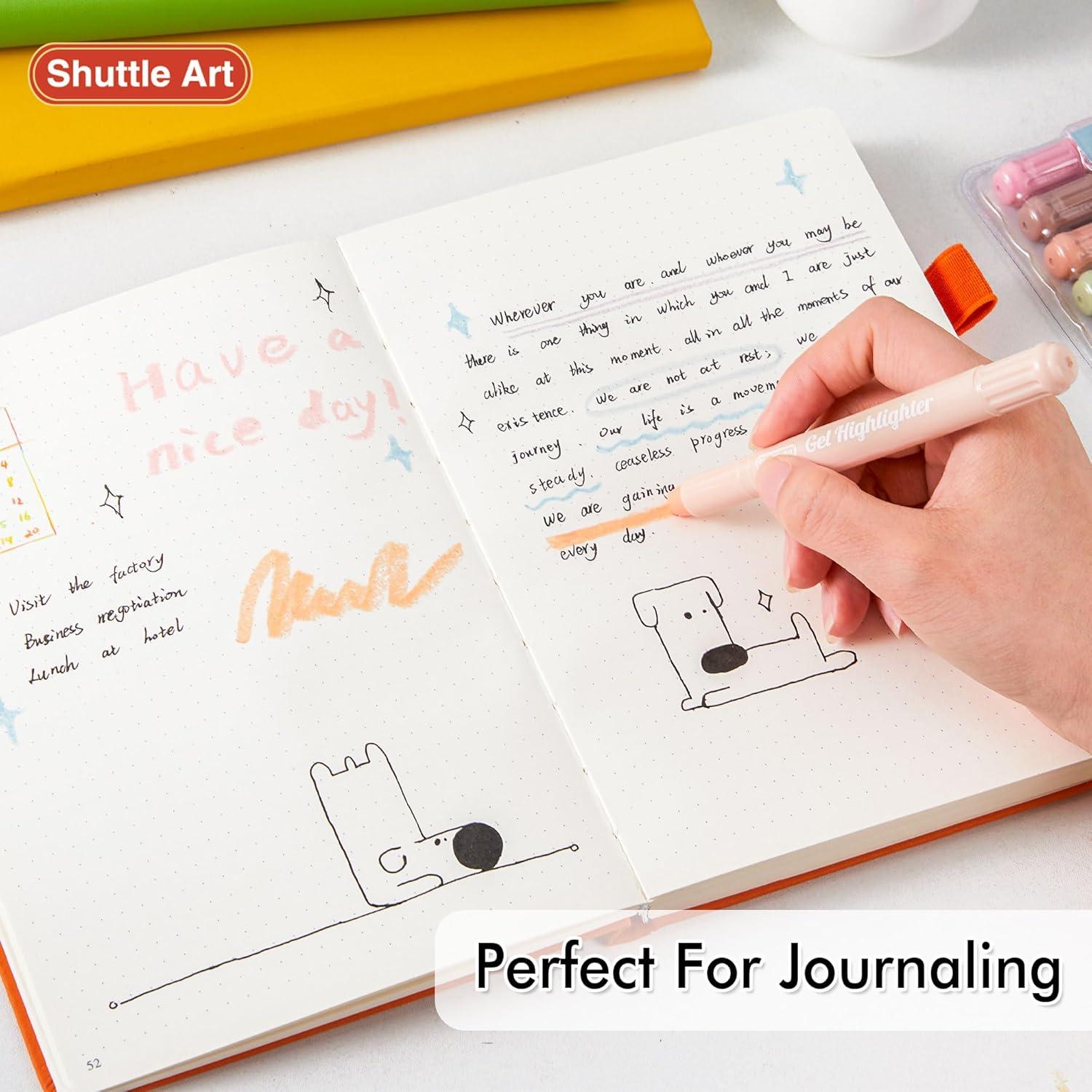 imageShuttle Art 16 Pack Gel Highlighters 8 Assorted Colors Highlighter Study Kit Great for Journaling Highlighting and Studying12 Mild Colors