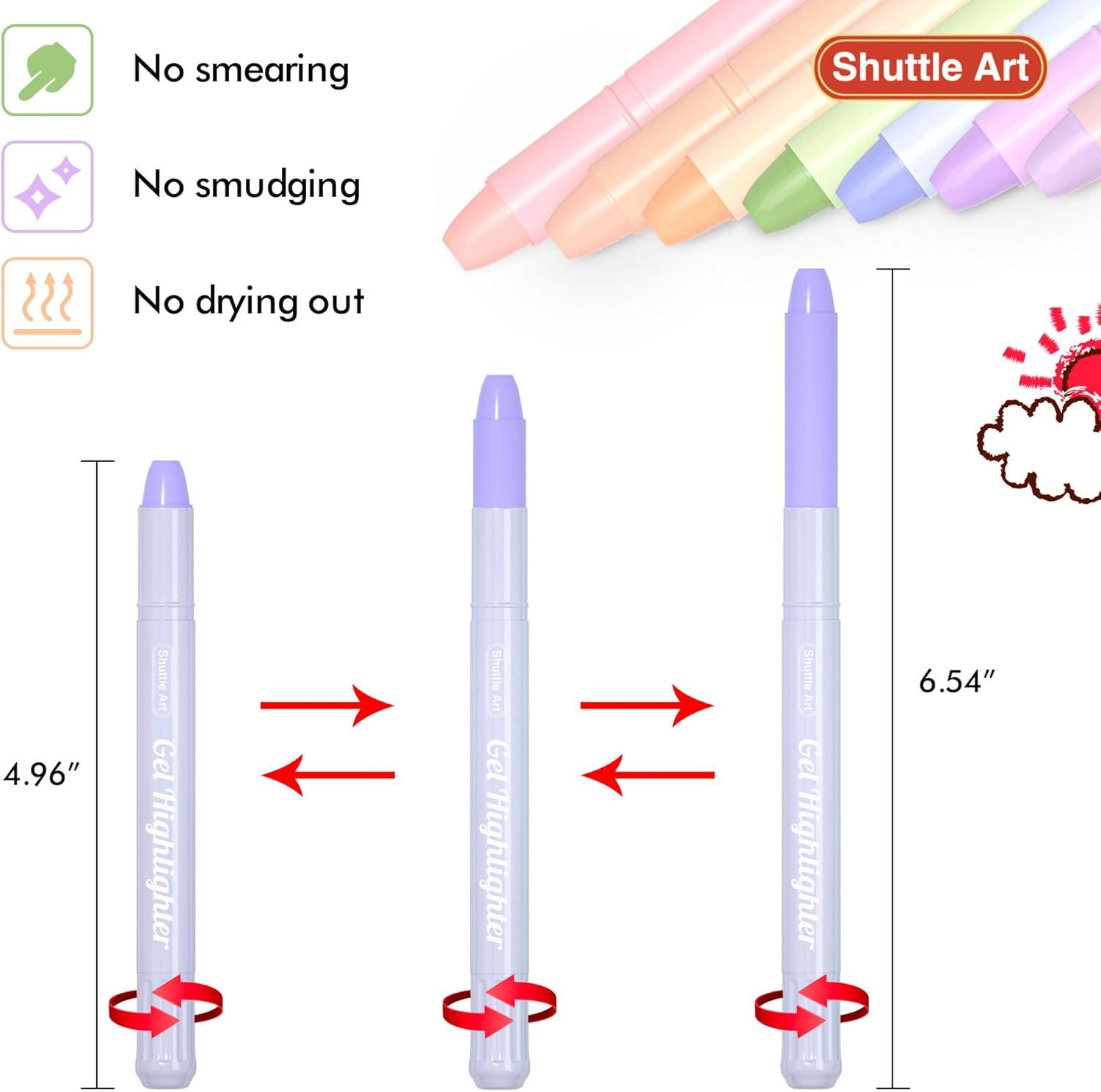 imageShuttle Art 16 Pack Gel Highlighters 8 Assorted Colors Highlighter Study Kit Great for Journaling Highlighting and Studying12 Mild Colors
