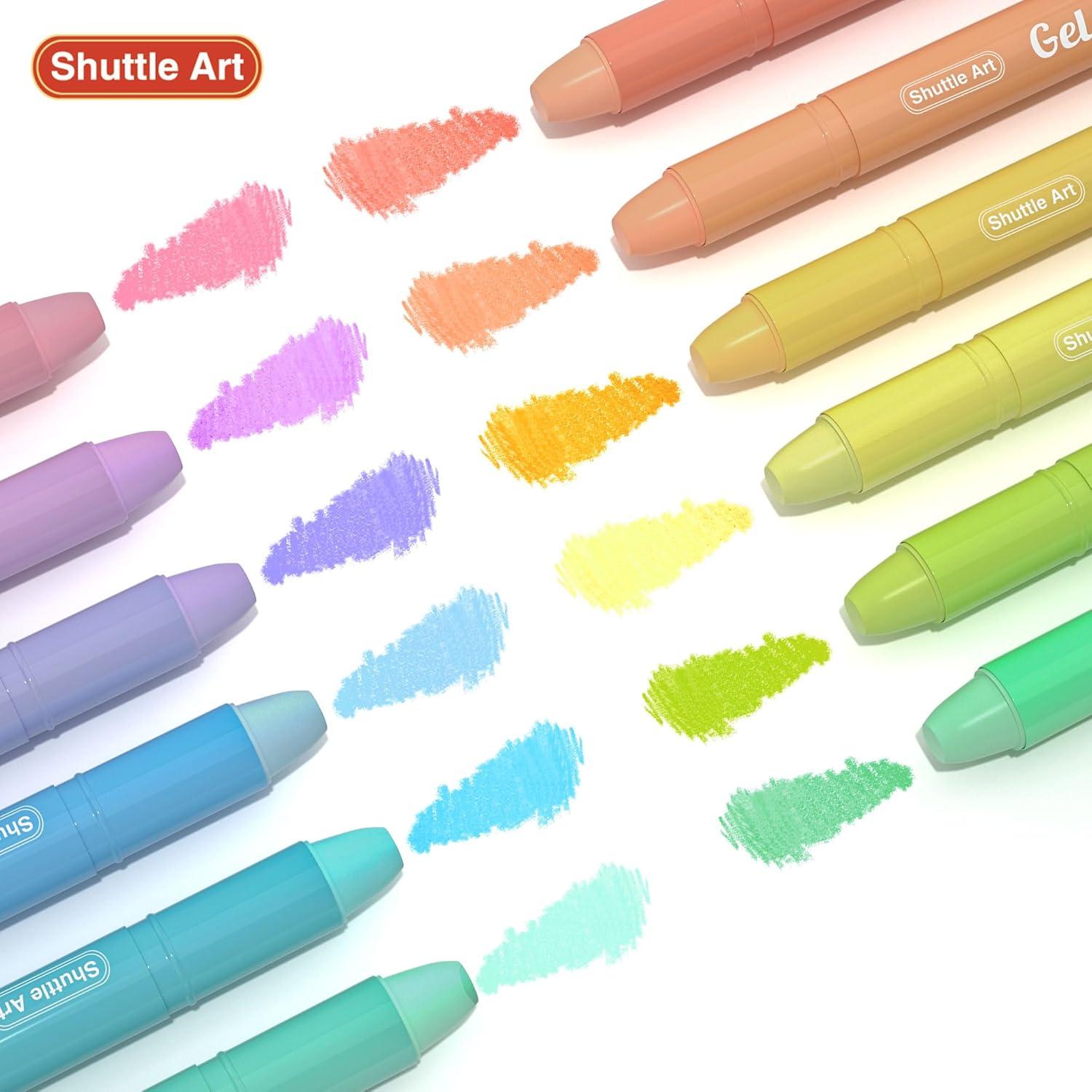 imageShuttle Art 16 Pack Gel Highlighters 8 Assorted Colors Highlighter Study Kit Great for Journaling Highlighting and Studying12 Pastel Colors