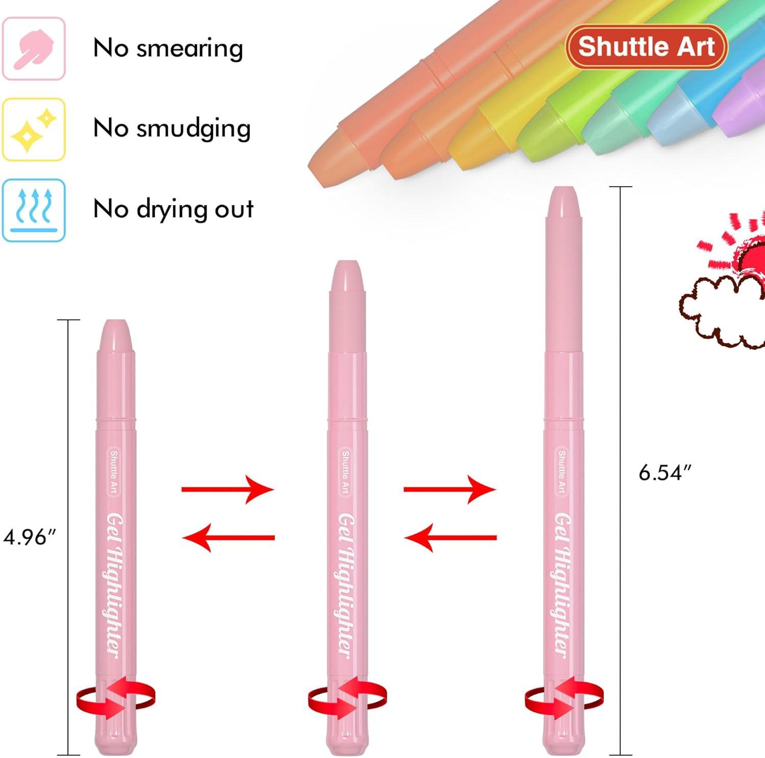 imageShuttle Art 16 Pack Gel Highlighters 8 Assorted Colors Highlighter Study Kit Great for Journaling Highlighting and Studying12 Pastel Colors