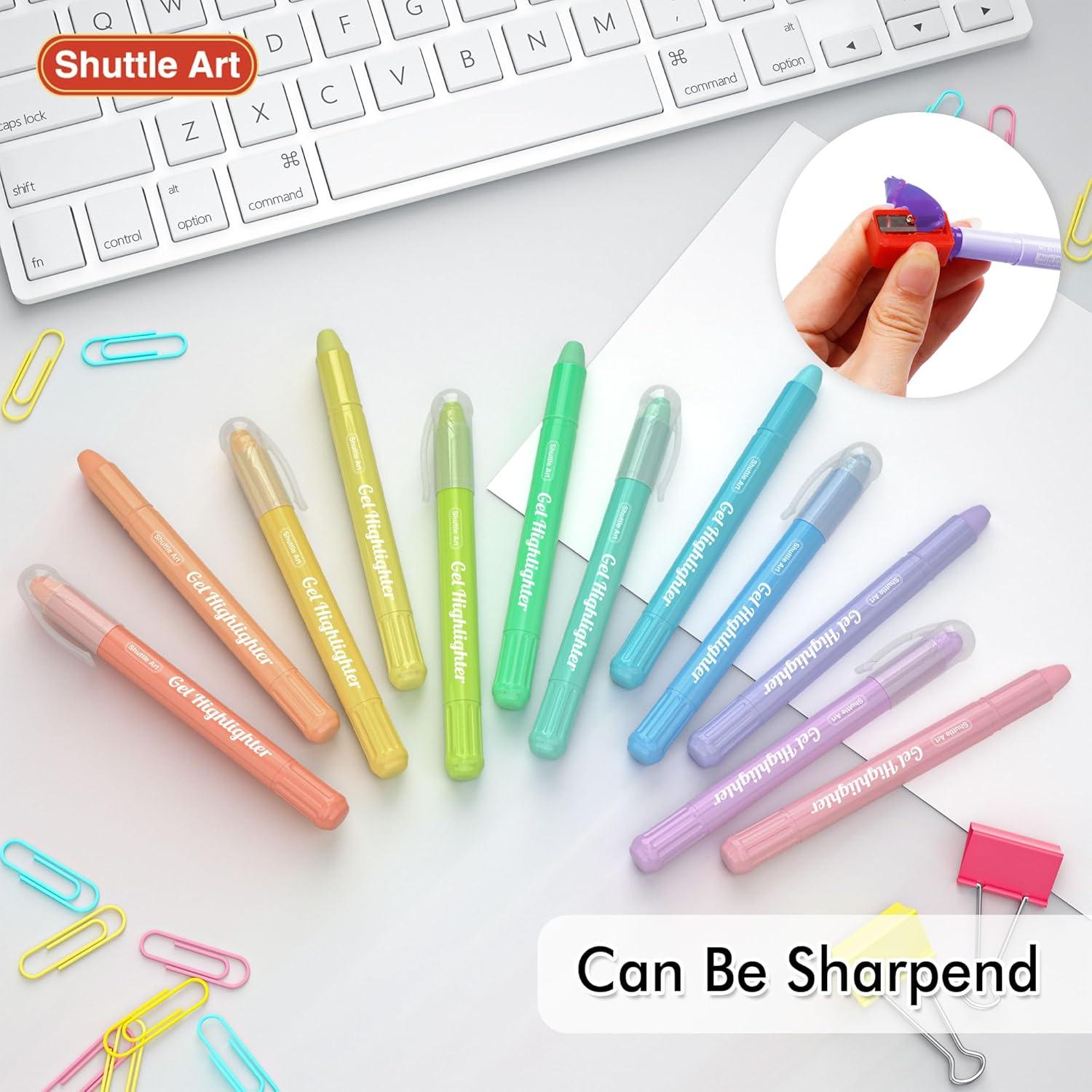 imageShuttle Art 16 Pack Gel Highlighters 8 Assorted Colors Highlighter Study Kit Great for Journaling Highlighting and Studying12 Pastel Colors