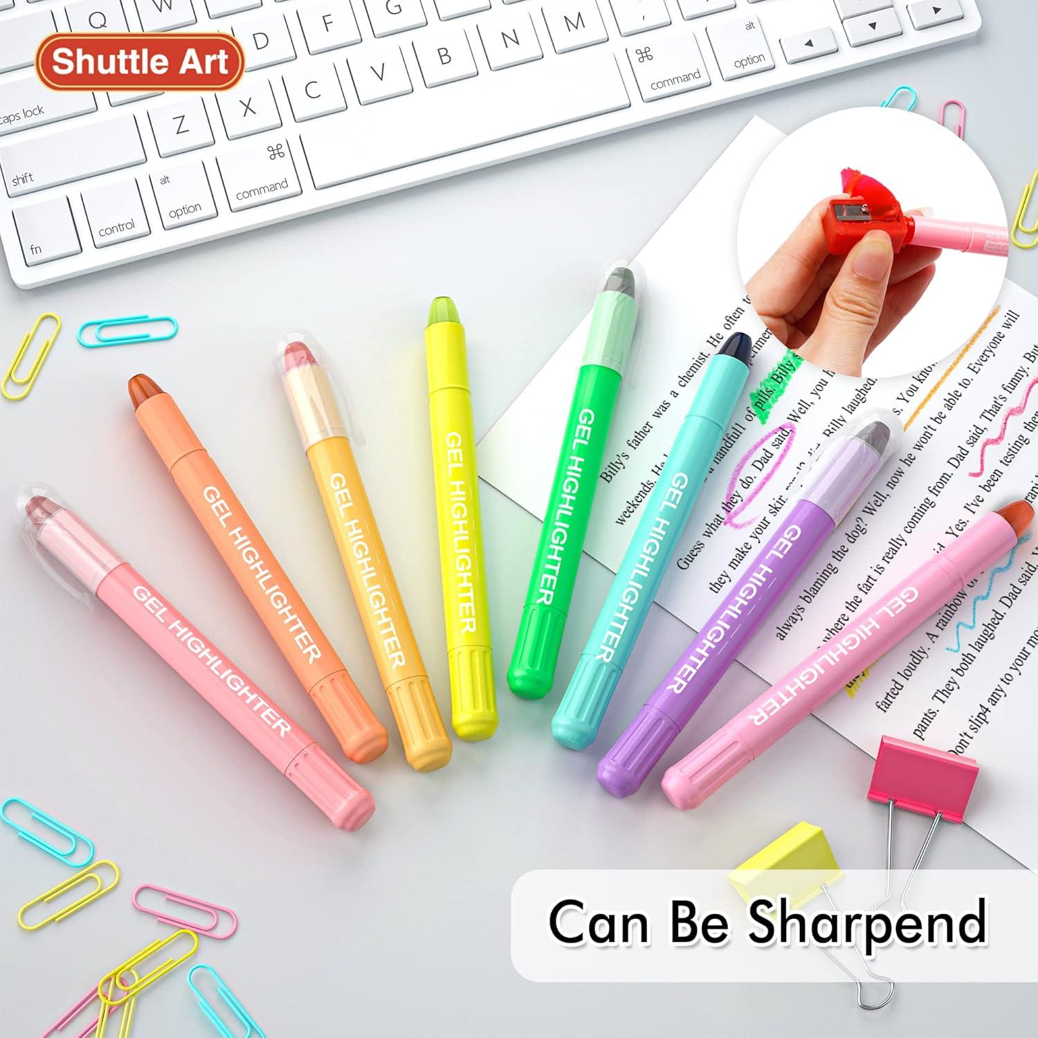 imageShuttle Art 16 Pack Gel Highlighters 8 Assorted Colors Highlighter Study Kit Great for Journaling Highlighting and Studying16 Pack Gel Highlighter