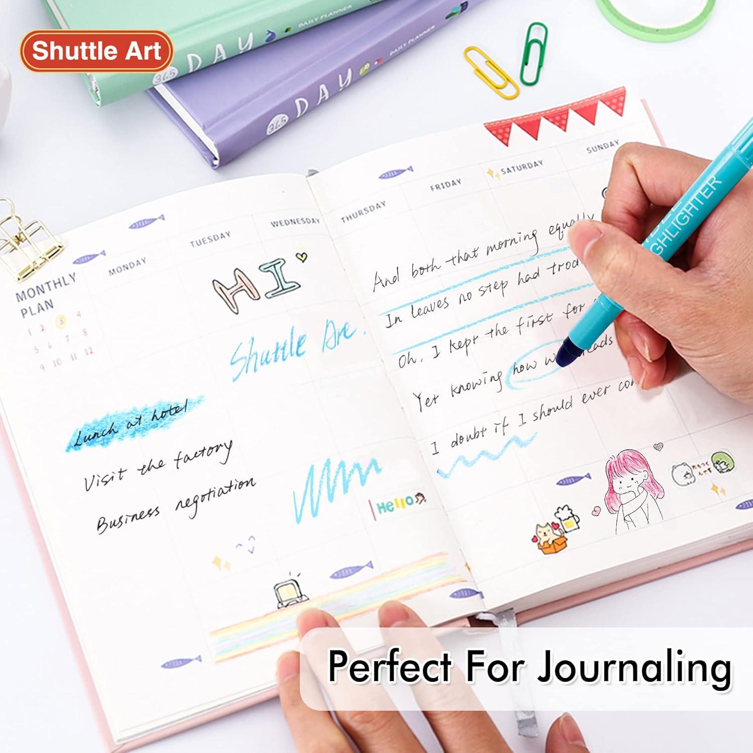 imageShuttle Art 16 Pack Gel Highlighters 8 Assorted Colors Highlighter Study Kit Great for Journaling Highlighting and StudyingBlue