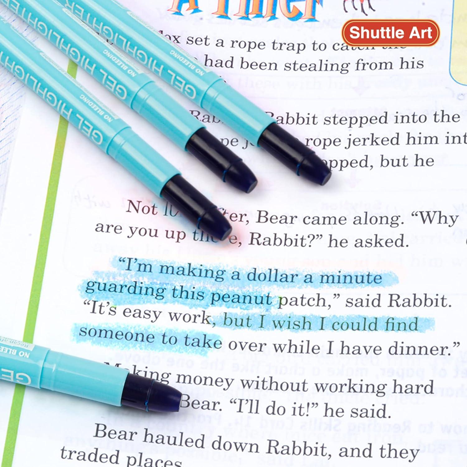 imageShuttle Art 16 Pack Gel Highlighters 8 Assorted Colors Highlighter Study Kit Great for Journaling Highlighting and StudyingBlue