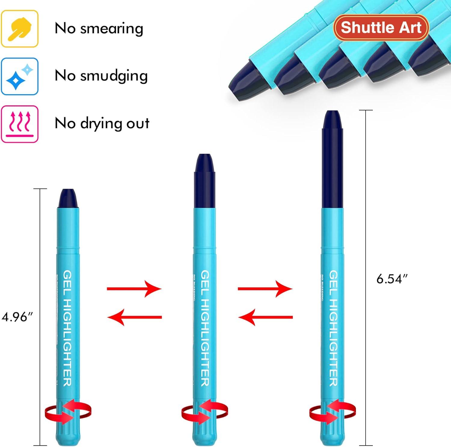 imageShuttle Art 16 Pack Gel Highlighters 8 Assorted Colors Highlighter Study Kit Great for Journaling Highlighting and StudyingBlue