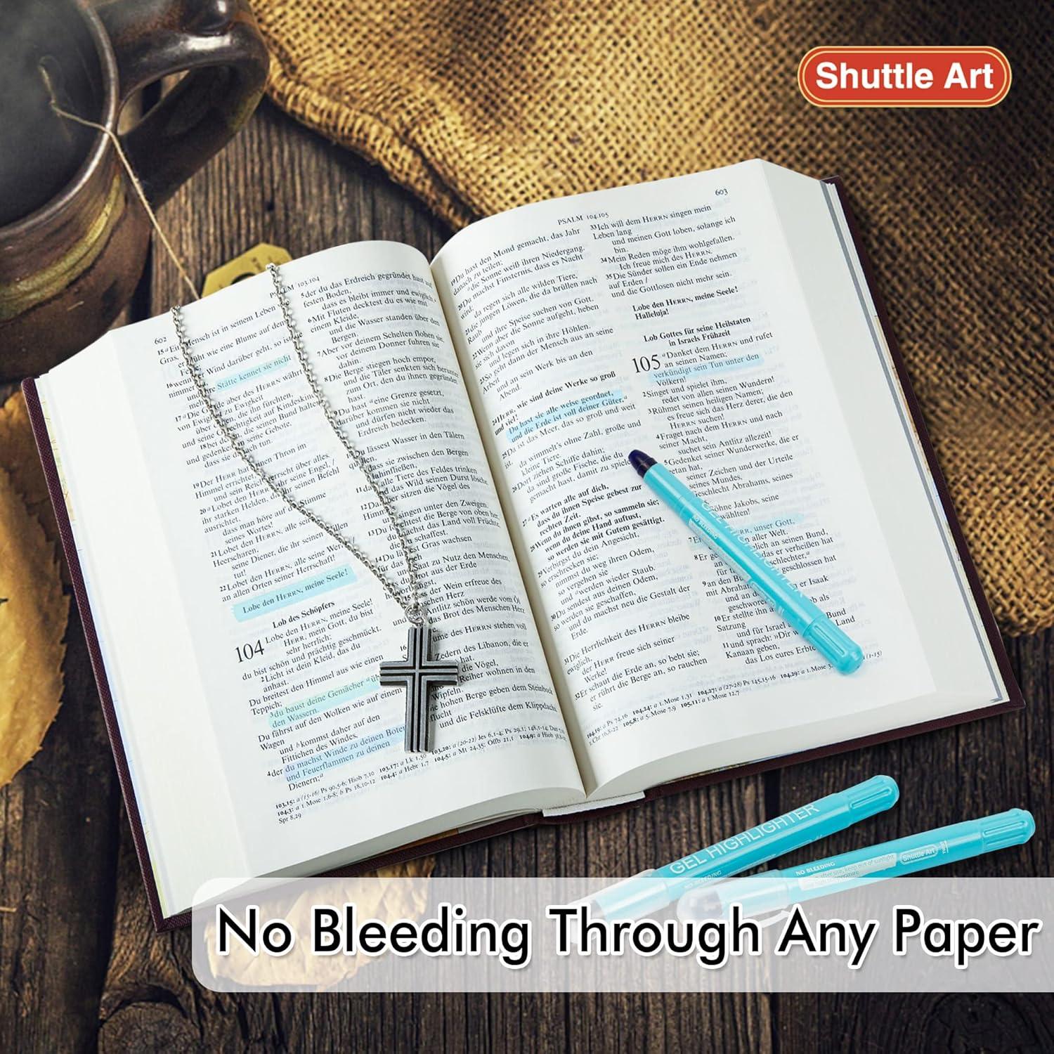 imageShuttle Art 16 Pack Gel Highlighters 8 Assorted Colors Highlighter Study Kit Great for Journaling Highlighting and StudyingBlue