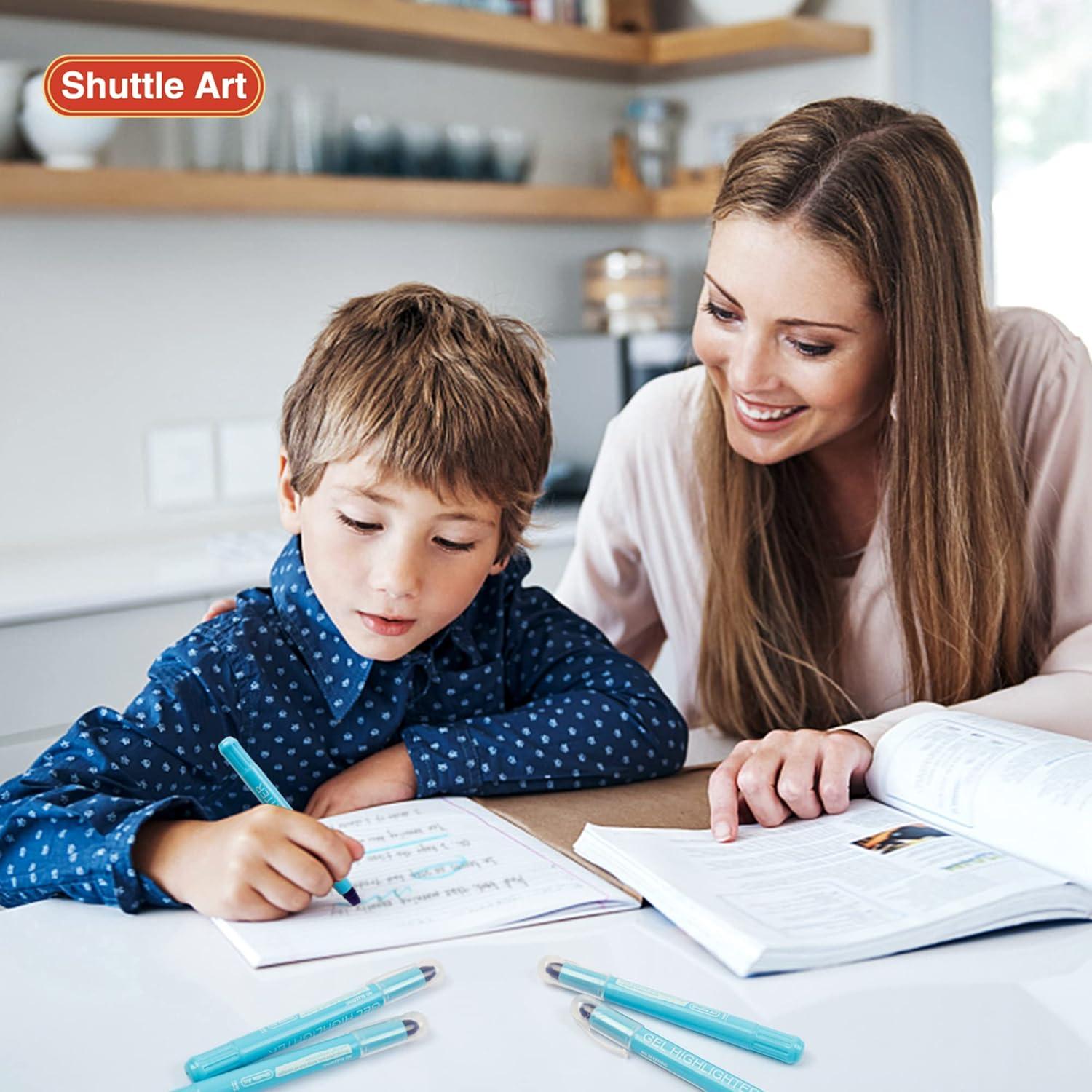 imageShuttle Art 16 Pack Gel Highlighters 8 Assorted Colors Highlighter Study Kit Great for Journaling Highlighting and StudyingBlue