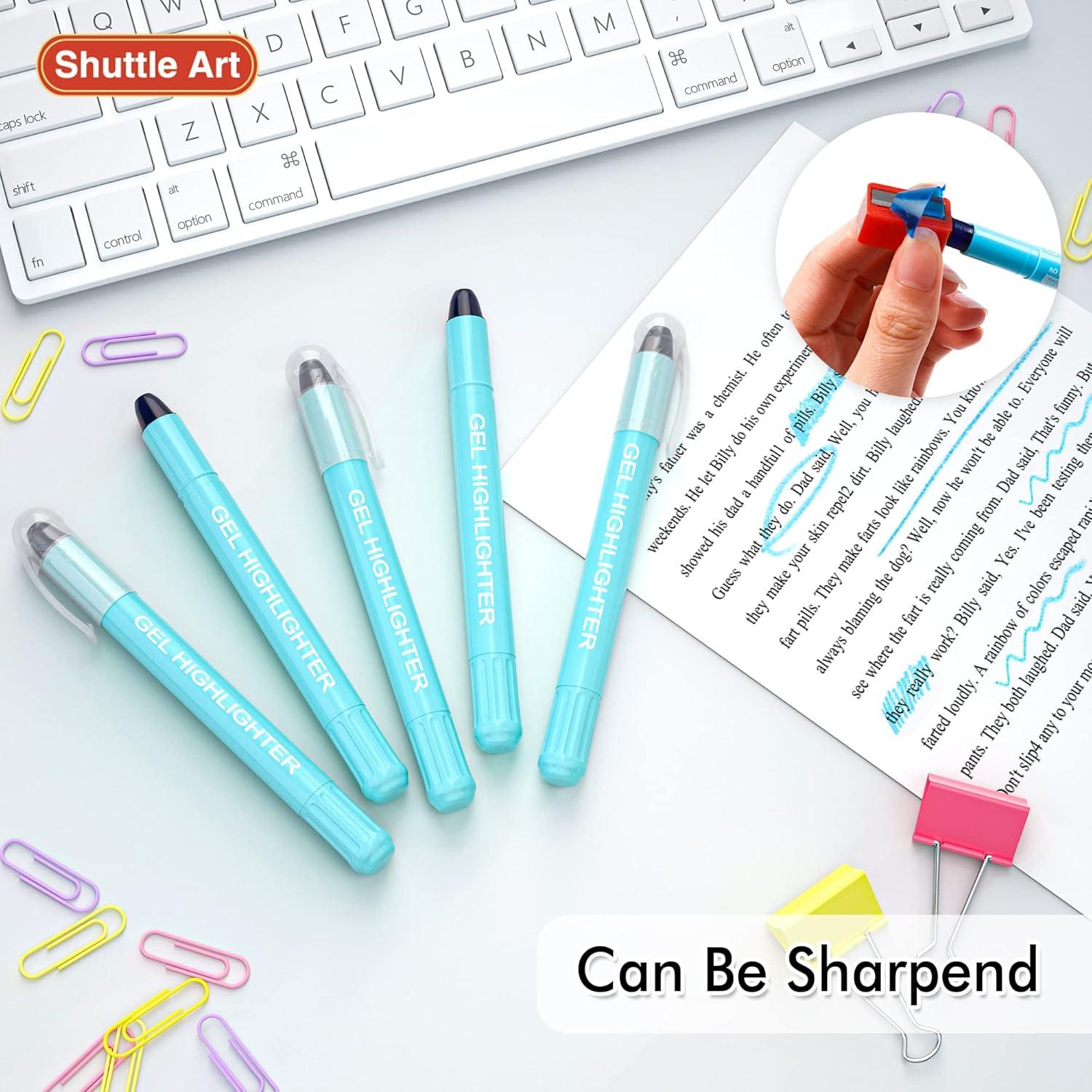 imageShuttle Art 16 Pack Gel Highlighters 8 Assorted Colors Highlighter Study Kit Great for Journaling Highlighting and StudyingBlue