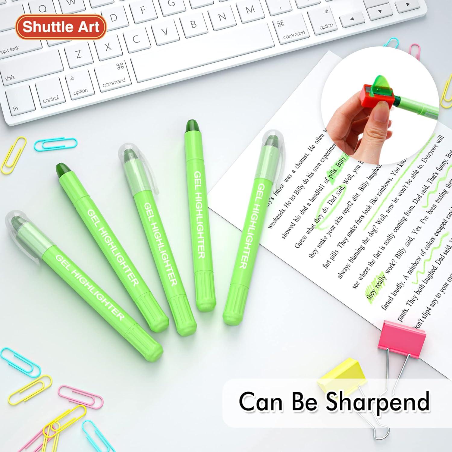 imageShuttle Art 16 Pack Gel Highlighters 8 Assorted Colors Highlighter Study Kit Great for Journaling Highlighting and StudyingGreen