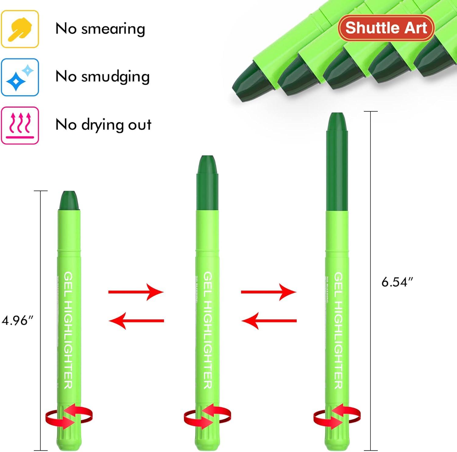 imageShuttle Art 16 Pack Gel Highlighters 8 Assorted Colors Highlighter Study Kit Great for Journaling Highlighting and StudyingGreen