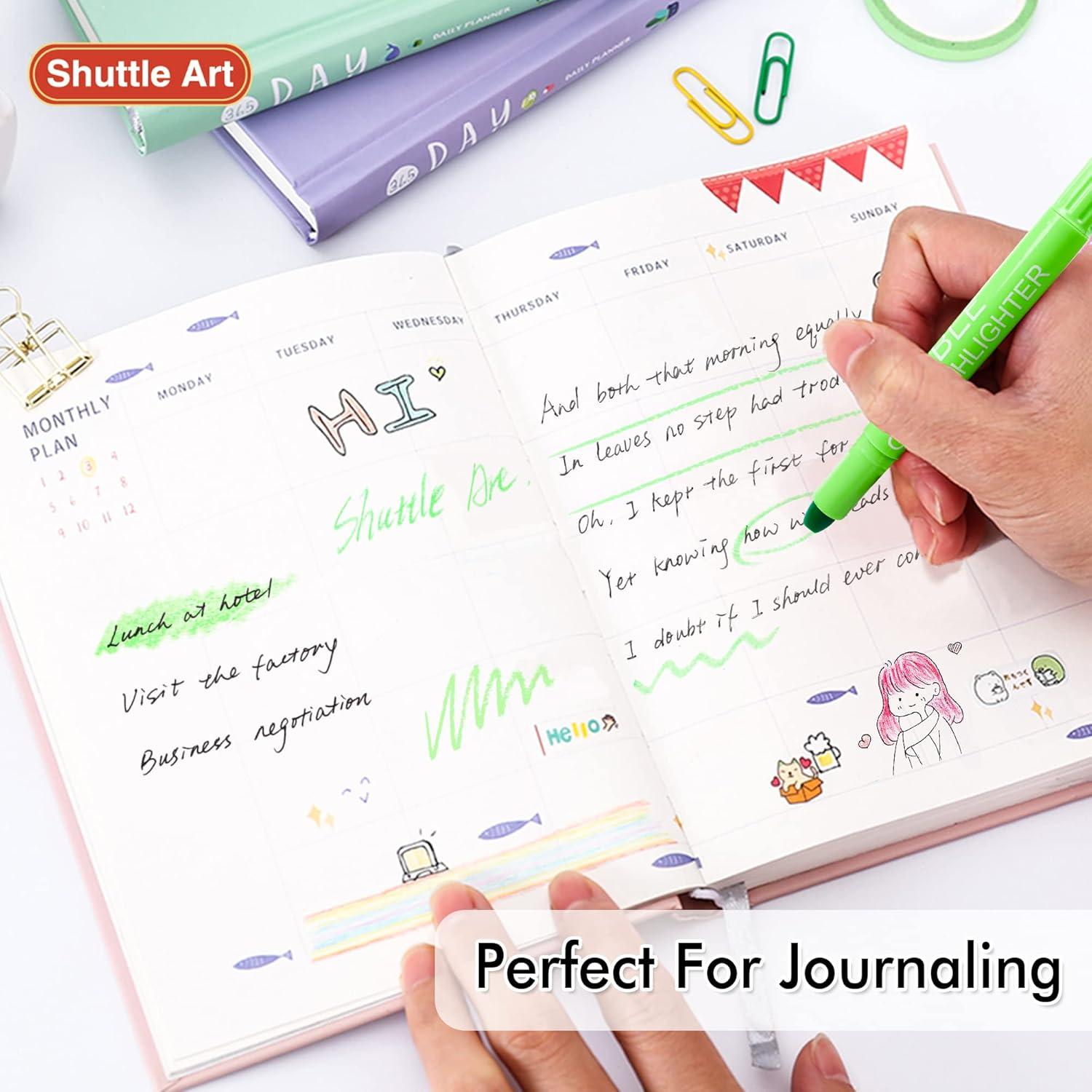 imageShuttle Art 16 Pack Gel Highlighters 8 Assorted Colors Highlighter Study Kit Great for Journaling Highlighting and StudyingGreen