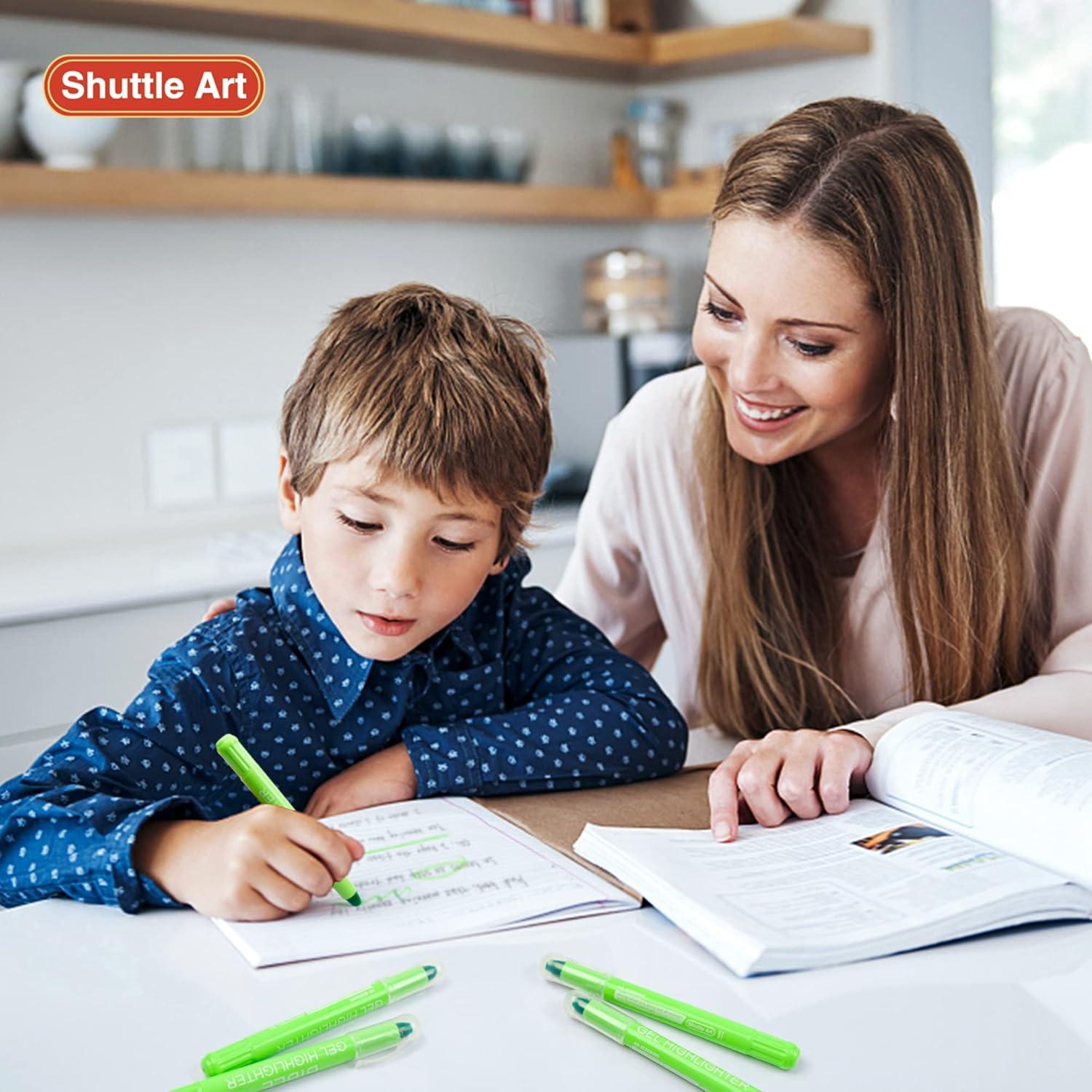 imageShuttle Art 16 Pack Gel Highlighters 8 Assorted Colors Highlighter Study Kit Great for Journaling Highlighting and StudyingGreen