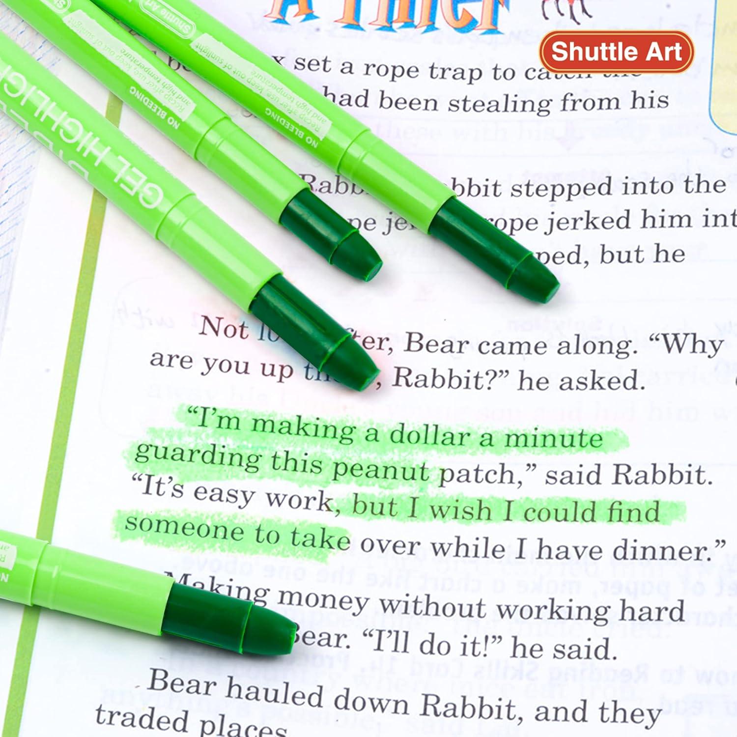 imageShuttle Art 16 Pack Gel Highlighters 8 Assorted Colors Highlighter Study Kit Great for Journaling Highlighting and StudyingGreen