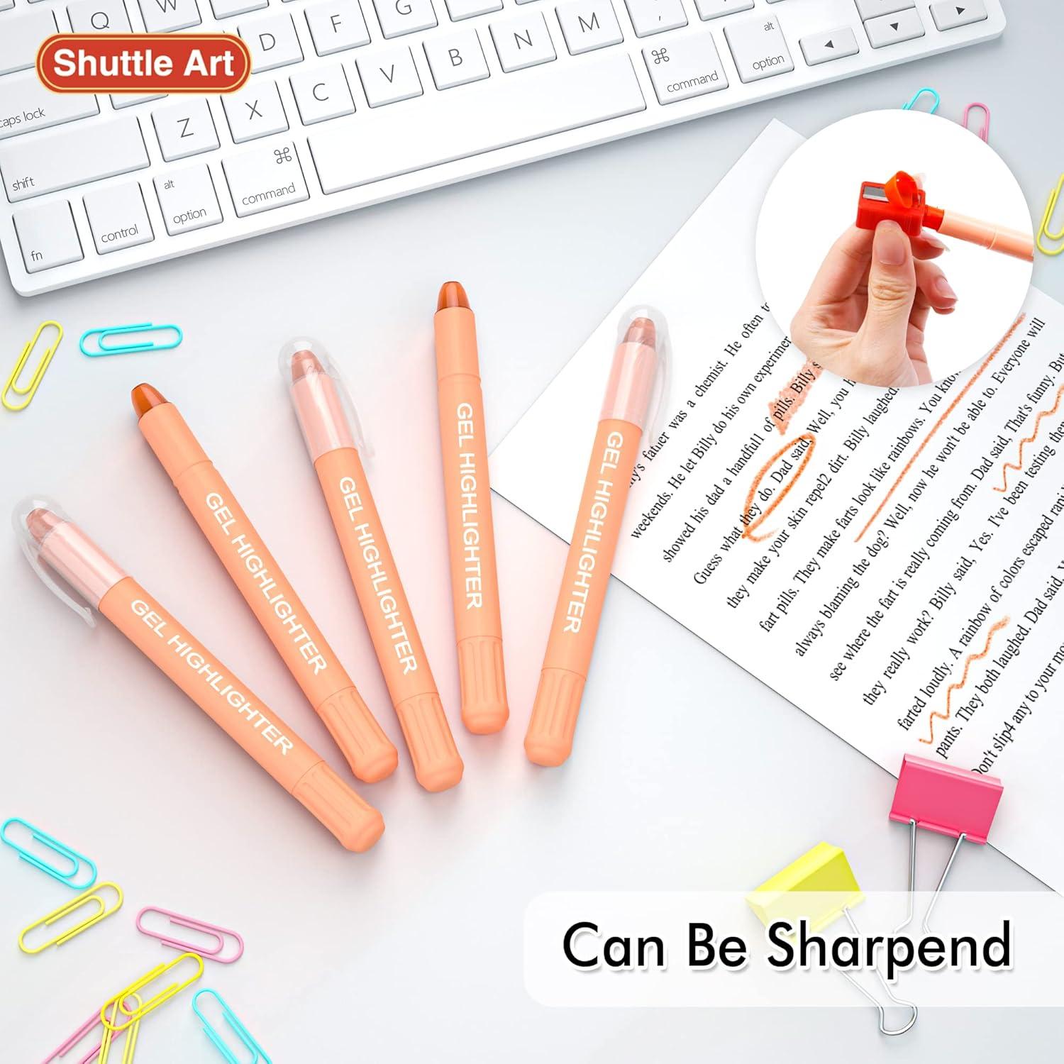 imageShuttle Art 16 Pack Gel Highlighters 8 Assorted Colors Highlighter Study Kit Great for Journaling Highlighting and StudyingOrange