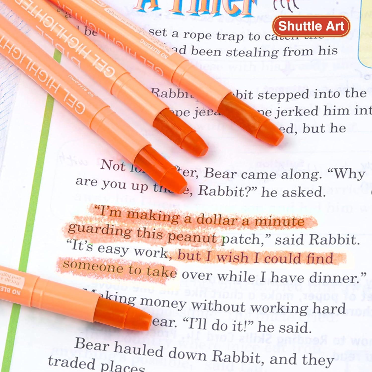 imageShuttle Art 16 Pack Gel Highlighters 8 Assorted Colors Highlighter Study Kit Great for Journaling Highlighting and StudyingOrange