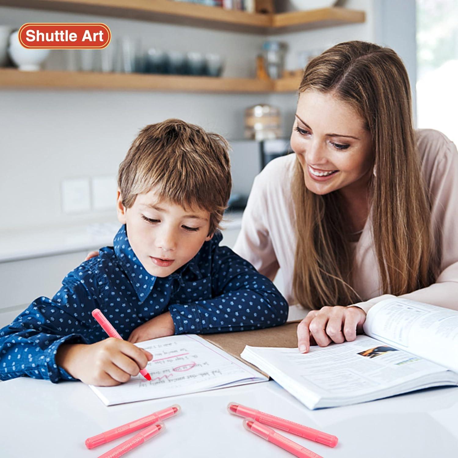 imageShuttle Art 16 Pack Gel Highlighters 8 Assorted Colors Highlighter Study Kit Great for Journaling Highlighting and StudyingPink