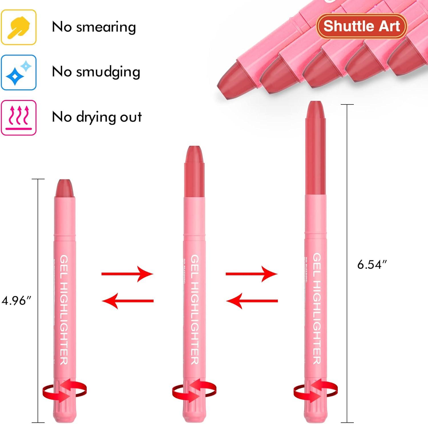 imageShuttle Art 16 Pack Gel Highlighters 8 Assorted Colors Highlighter Study Kit Great for Journaling Highlighting and StudyingPink