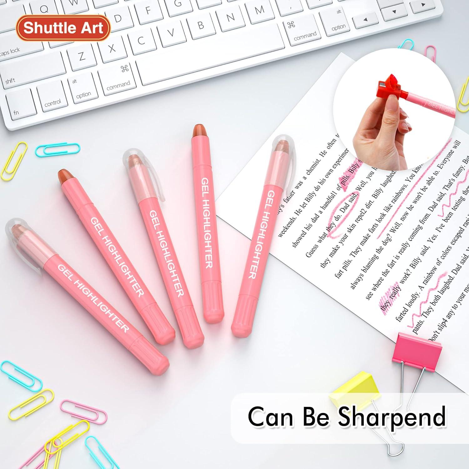 imageShuttle Art 16 Pack Gel Highlighters 8 Assorted Colors Highlighter Study Kit Great for Journaling Highlighting and StudyingPink