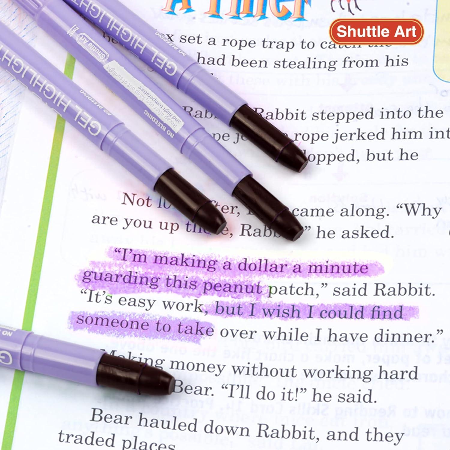 imageShuttle Art 16 Pack Gel Highlighters 8 Assorted Colors Highlighter Study Kit Great for Journaling Highlighting and StudyingPurple