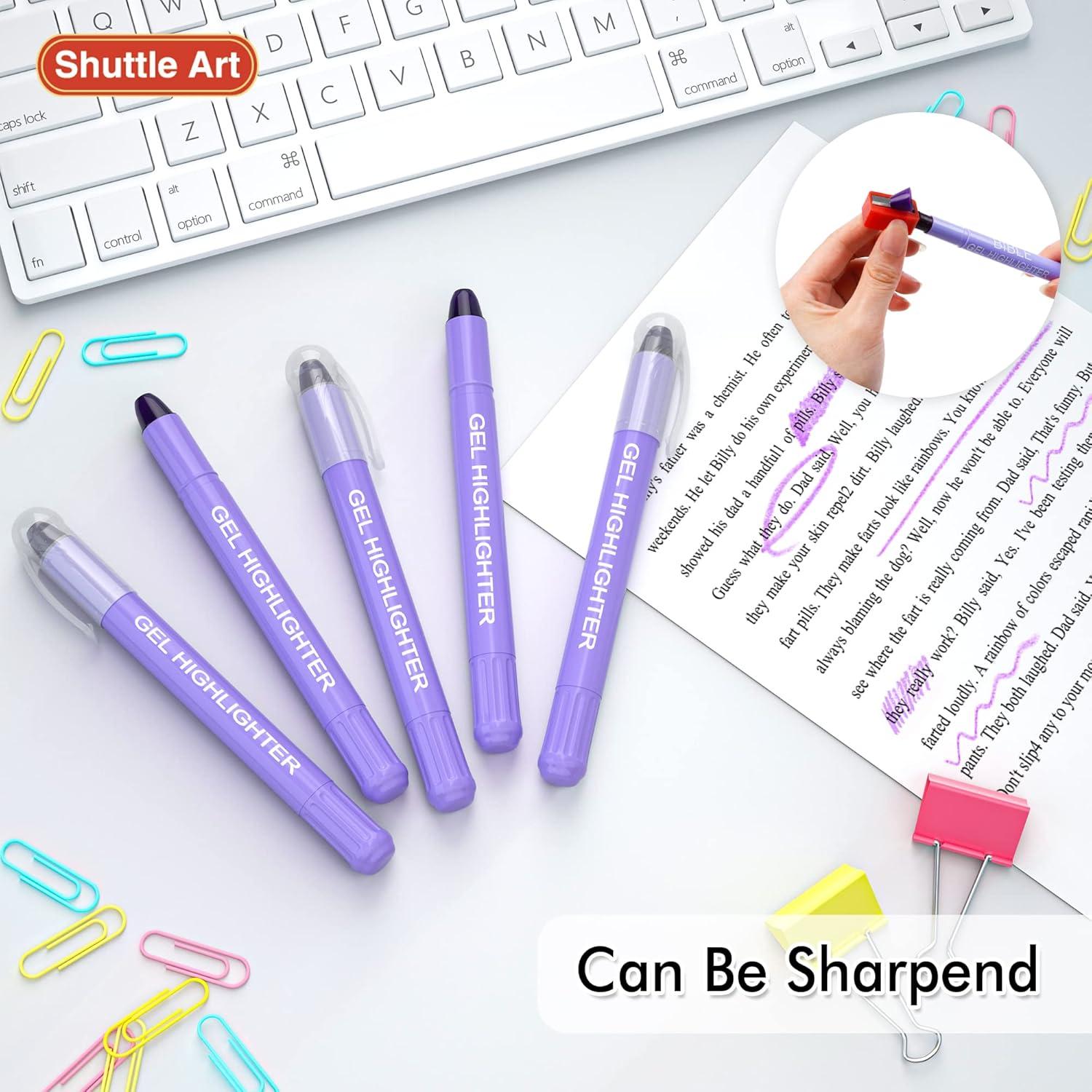 imageShuttle Art 16 Pack Gel Highlighters 8 Assorted Colors Highlighter Study Kit Great for Journaling Highlighting and StudyingPurple