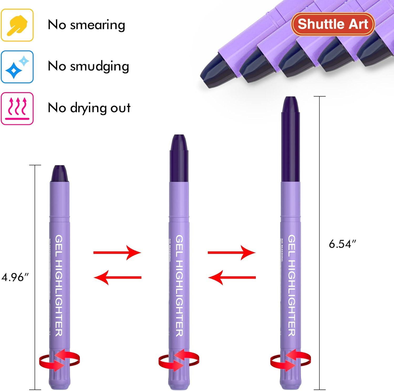 imageShuttle Art 16 Pack Gel Highlighters 8 Assorted Colors Highlighter Study Kit Great for Journaling Highlighting and StudyingPurple