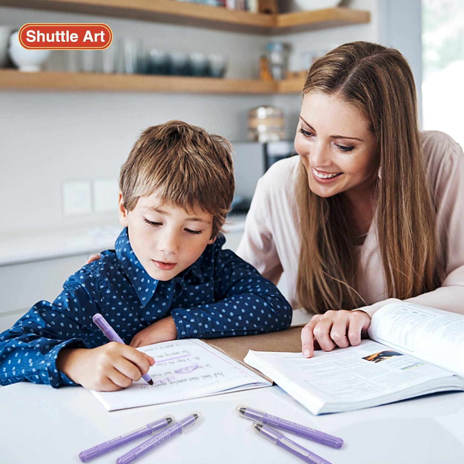 imageShuttle Art 16 Pack Gel Highlighters 8 Assorted Colors Highlighter Study Kit Great for Journaling Highlighting and StudyingPurple