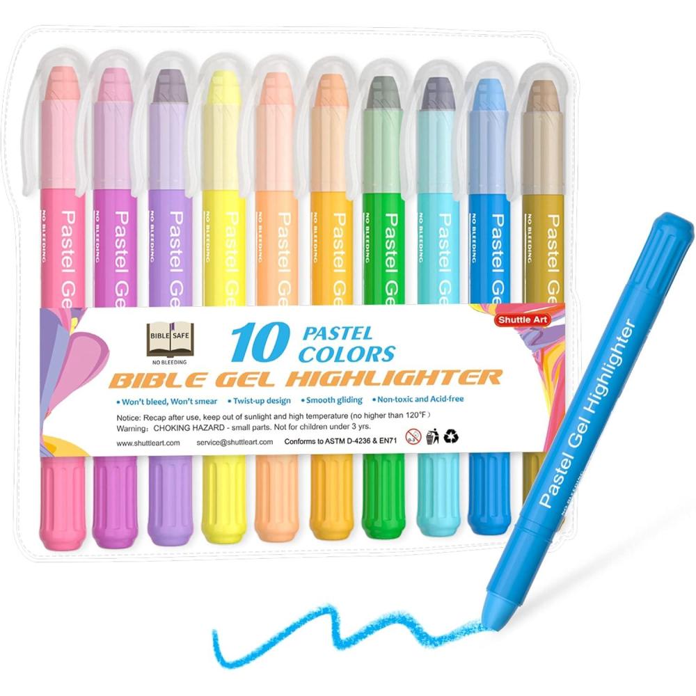 imageShuttle Art 16 Pack Gel Highlighters 8 Assorted Colors Highlighter Study Kit Great for Journaling Highlighting and Studying10 Pastel Colors