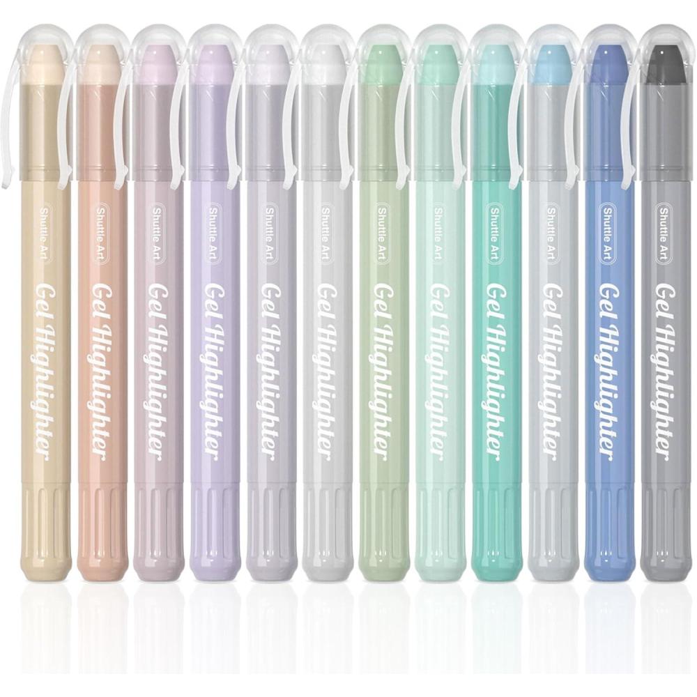 imageShuttle Art 16 Pack Gel Highlighters 8 Assorted Colors Highlighter Study Kit Great for Journaling Highlighting and Studying12 Dusty Colors