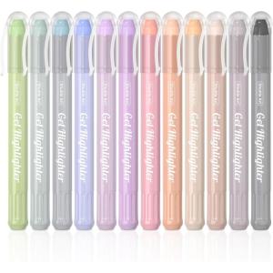Shuttle Art 16 Pack Gel Highlighters, 8 Assorted Colors Highlighter Study Kit, Great for Journaling, Highlighting and Studying(12 Mild Colors)