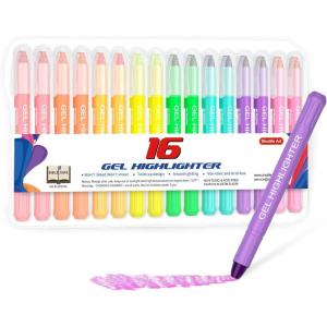 Shuttle Art 16 Pack Gel Highlighters, 8 Assorted Colors Highlighter Study Kit, Great for Journaling, Highlighting and Studying(16 Pack Gel Highlighter)
