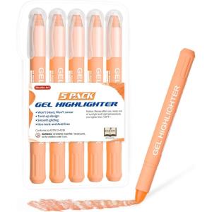Shuttle Art 16 Pack Gel Highlighters, 8 Assorted Colors Highlighter Study Kit, Great for Journaling, Highlighting and Studying(Orange)