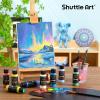 72 Pack Acrylic Paint Set, Shuttle Art 60 Colors Acrylic Paint Including Extra White Black & 12 Brushes, 2oz/60ml, Rich Pigmented, Water Proof, Ideal for Artists, Beginners on Canvas Rock Wood Ceramic(Chameleon)