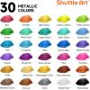 72 Pack Acrylic Paint Set, Shuttle Art 60 Colors Acrylic Paint Including Extra White Black & 12 Brushes, 2oz/60ml, Rich Pigmented, Water Proof, Ideal for Artists, Beginners on Canvas Rock Wood Ceramic(Metallic)