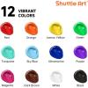 Shuttle Art 12 Colors Acrylic Paint, 250ml/8.45oz Bottles Acrylic Paint Set, Rich Pigments, Bulk Painting Supplies for Artists, Beginners and Kids Painting on Rocks Crafts Canvas Wood