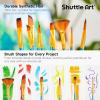 Shuttle Art 12 PCS Paint Brush Set with Case, Assorted Shapes & Sizes for Acrylic, Watercolor, Oil, and Gouache, Perfect Artist Brushes for Kids, Beginners, and Professionals, Ideal for Home or Travel(Blue)